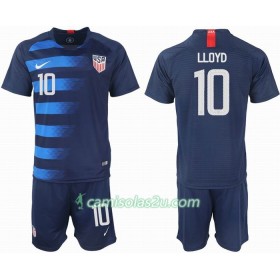 Camisolas de Futebol Yhdysvallat LLOYD 10 Criança Equipamento Alternativa 2018/19 Manga Curta